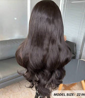 Natural Black Curtain Bangs Human blend Lace Front Wig